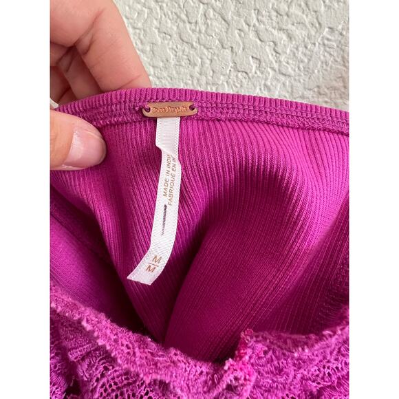 Free People Have My Heart Cropped Tank Top - Medium - NWOT - Raspberry Sherbert - Picture 6 of 7